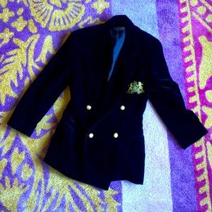 Ralph Lauren “Purple Label” Velvet Navy Blue Blazer Jacket
